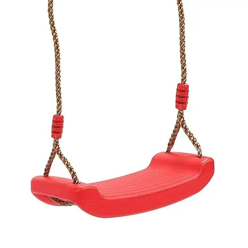 Produktbild: Outdoor-Kinderschaukel, roter Kunststoff-Außenschaukelsitz mit Seil, weiche, rutschfeste Hängeschaukelausrüstung, Zubehör für Kinderschaukel-Set, Klettergerüst