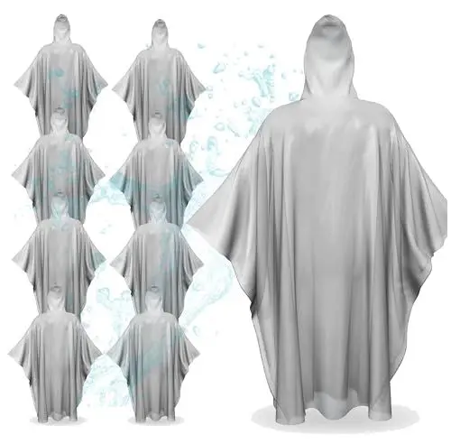 Produktbild: OUTDOORN 10x Einweg Regenjacke Festival & Regenponcho mit Kaputze - Regenjacke mit Kapuze - Universalgröße: transparent und wasserdicht