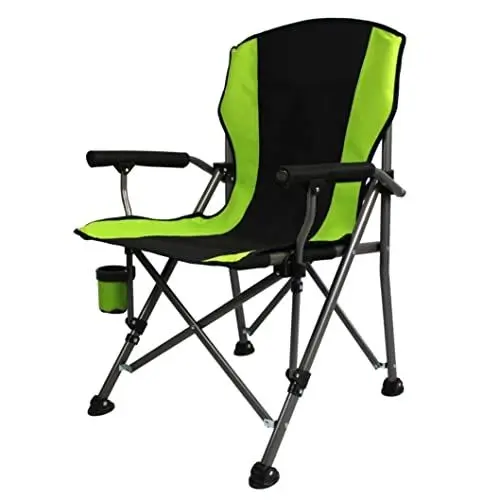 Produktbild: Outdoorstuhl Campingstuhl Klappstuhl Klappbarer Angelstuhl Mit Hoher Rückenlehne Für Den Außenbereich. Klappbarer Quad-Armhocker Mit Getränkehalter Und Lenkbarem Fußpolster Angelstuhl Faltstuhl Campin