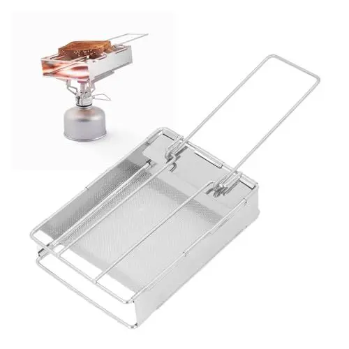 Produktbild: Edelstahl-Toaster, Tragbarer, Faltbarer Hand-Toaster für Camping und Rucksackreisen, Outdoor-Toaster-Halter für Camping, Angeln, Wandern