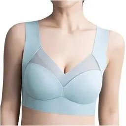 Produktbild: Outlet Angebote Hatme Haltungskorrektur BH, Wmbra Comfy Haltungskorrektur Rücken Damen BH,Non-Wired Bra, Full Coverage, Invisible Support Bra, Wireless Breathable Zero-Feeling Hellblau XXL