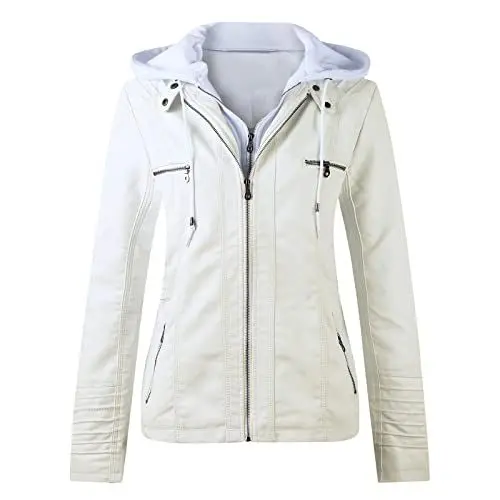 Produktbild: Outlet Angebote Sale, Blitzangebote, Lederjacke Damen Kunstleder Lederimitat Winterjacke Mit Kapuze Große Größen Herbst/Winter Übergangsjacke Motorradjacke, Damenmantel Sale Winter