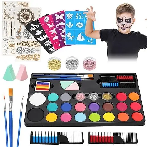 Produktbild: Outlet Kinderschminke Set, Face Paint Body Paint für Kinder und Erwachsene mit 20 Farben Schminkpalette, Gesichtsfarbe Kinderschminken für Fasching Halloween Karneval Kinder Party