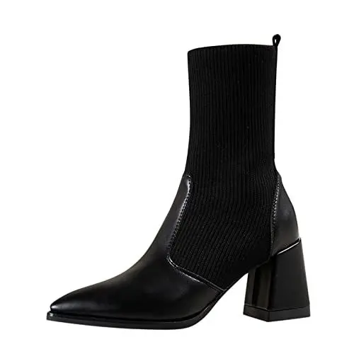 Produktbild: outlet angebote Langschaft Stiefel Damen Weiter Schaft Stylisch & Praktisch Winterstiefel Damen Fashion Spitze Zehe deals of the day 50 cent artikel
