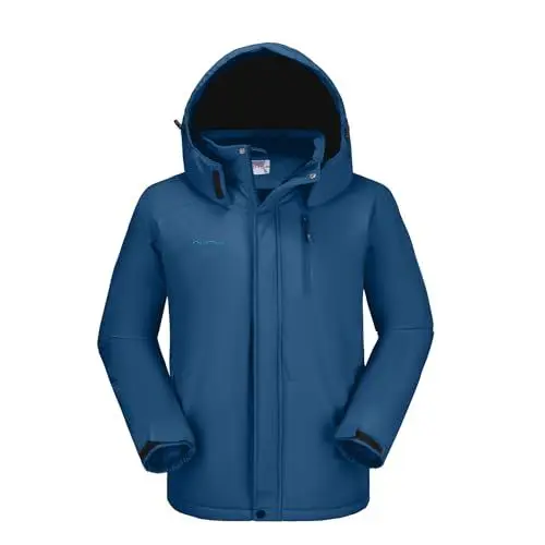 Produktbild: OutPro Herren Skijacke Vielseitige Winterjacke Warme Fleecejacke - Wasserdicht, winddicht, Perfekt für Outdoor-Aktivitäten und Winterwanderungen Blau,XL