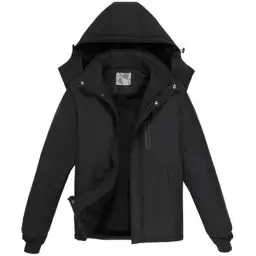Produktbild: OutPro Herren Skijacke Winterjacke Warme FleecejackeWasserdicht Winddicht Funktions Baumwolljacke Winterjacke Outdoor WandernTibetisch schwarz,L