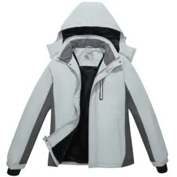 Produktbild: OutPro Herren Skijacke Winterjacke Warme FleecejackeWasserdicht Winddicht Funktions Baumwolljacke Winterjacke Outdoor Wandern Tiefes Berggrau,L
