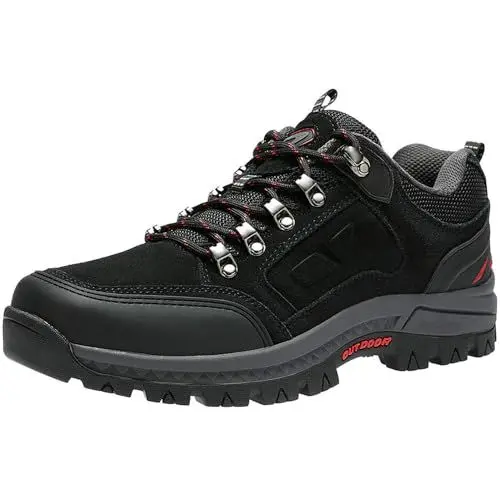Produktbild: OutPro Wanderschuhe Herren Outdoor rutschfest Trekkingschuhe Komfortabel Männer Hiking Schuhe für Camping Wandern Schwarz43