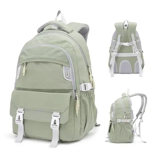 Produktbild: OutSpry Rucksack Damen Herren, 30 L Reiserucksack Ergonomisch 15,6 Zoll Laptoptasche für Arbeit Schule Uni Wanderrucksacke Schulrucksack Daypack, Grün