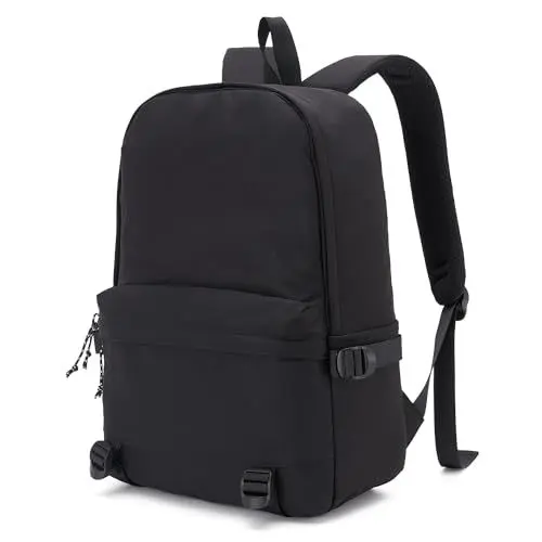 Produktbild: OutSpry Rucksack Schulrucksack Damen & Herren, 15 Zoll Laptop Rucksack mit Verstellbare Untergurte, Causal Travel Backpack für Uni Arbeit Schule Reisen, Shwarz