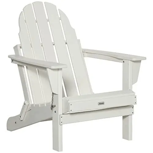 Produktbild: Outsunny Adirondack Gartenstuhl faltbar Gartensessel Gartenmöbel Balkonstuhl Weiß 75 x 87 x 93 cm