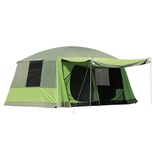 Produktbild: Outsunny Campingzelt für 4-8 Personen leicht, stabil wasserdicht Tunnelzelt mit Vordach, Fenster, Haken, Seitentasche, Familienzelt mit 2000mm Wassersäule Zelt für Camping Reise Trekking