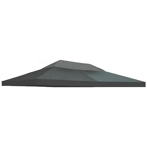 Produktbild: Outsunny Ersatzdach für Metallpavillon 3x4m wasserabweisendPavillondach (Doppeldach) Ersatzbezug für Gartenpavillon Ersatzteile Polyester 180g/㎡Kohlegrau