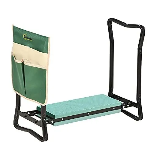 Produktbild: Outsunny Kniebank, Klappbarer Gartenhocker, 2-in-1, Kniehilfe, mit Werkzeugtasche, Eva-Schaumstoff, 58 x 28 x 49 cm