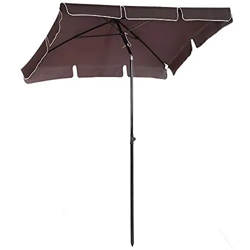 Produktbild: Outsunny Sonnenschirm Strandschirm Gartenschirm Schirm Balkonschirm Sonnenschutz knickbar Kaffee-Braun