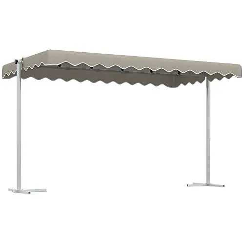 Produktbild: Outsunny Standmarkise 4,02 x 2,27 m Gartenmarkise mit 360° Drehbarem Dach, Ausziehbare Markise, Sonnenschutz für Terrasse, Garten, Balkon, Polyester, Khaki