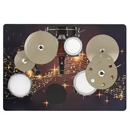 Produktbild: OUUTMEE Schlagzeugteppich Drum Teppich,Elektrisches Schlagzeug Teppich, Professionelles rechteckiges Musiksymbolmuster （155x182cm）
