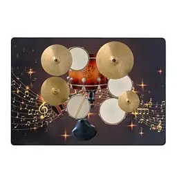Produktbild: OUUTMEE Schlagzeugteppich Drum Teppich,Elektrisches Schlagzeug Teppich Teppiche, Professionelles rechteckiges Musiksymbolmuster （122x182cm）