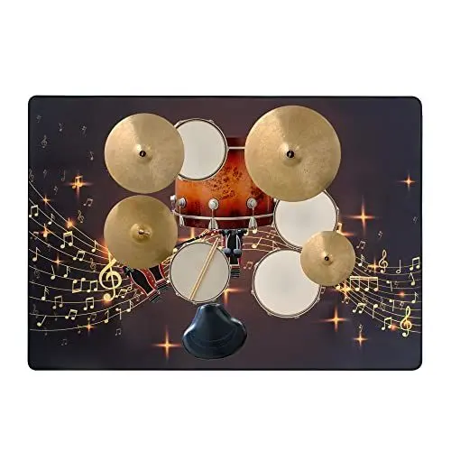 Produktbild: OUUTMEE Schlagzeugteppich Drum Teppich,Elektrisches Schlagzeug Teppich Teppiche, Professionelles rechteckiges Musiksymbolmuster （122x182cm）