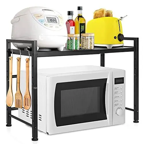 Produktbild: OUUTMEE mikrowellen Regal 2-stufiges Mikrowellenständer Kohlenstoffstahlmaterial Mikrowellenhalter Küchenarbeitsplatten Stabil und stark
