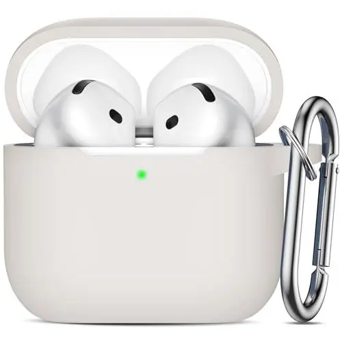 Produktbild: Ouwegaga Hülle Kompatibel mit Apple AirPods 4 Hülle 2024 - Weiches Silikon Schutzhülle für AirPods 4 Case, Stoßfeste Hülle für AirPods 4 Generation, Front-LED Sichtbar, Mit Karabiner, Polarstern