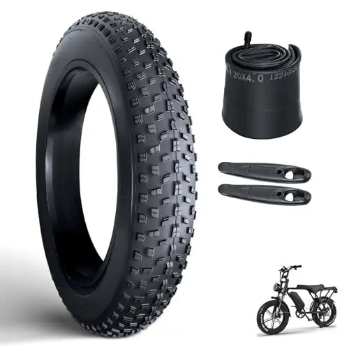 Produktbild: OUXI 20x4.0 Fat Tire Schlauch, Pannensicherer Fat Tire, Faltbarer MTB-Ersatzreifen, Fat Bike Reifen Kompatibel mit 20x4.0 E-Bike All-Terrain Richtungsprofil Fahrradreifen und Schläuche