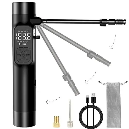Produktbild: OUXI Elektrische Luftpumpe mit 6000mAh Akku, I50PSI Akku Luftpumpe Fahrrad Mini Reifenpumpe mit LCD LED-Licht Tragbar Fahrradpumpe Kompressor für Fahrrad,Motorrad,Auto,Bälle und Schwimmringe