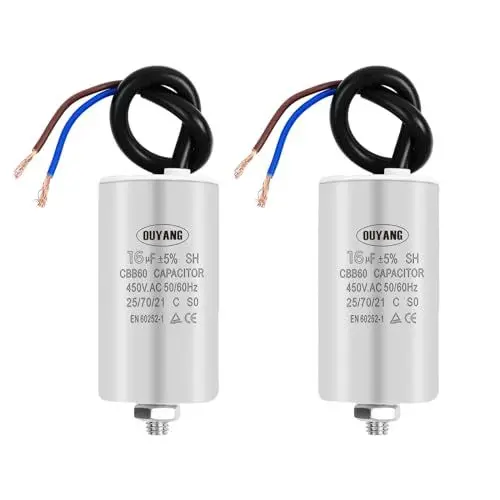Produktbild: Kondensator CBB60 450V 16µF 50/60hz Anlaufkondensator 20cm AnschlußKabel 16µF Kondensatoren 70mm x 40mm (16uF-2 Stück)