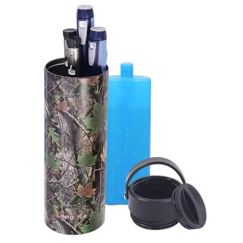 Produktbild: OVAKIA Insulin Kühltasche mit 1 Kühlakkus, Tragbaren Harte Medikamenten Kühlbox für Reisen 48 Hours Diabetiker Tasche Storage Travel Case (Blatt)