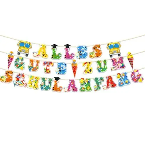 Produktbild: Ovanda Girlande Schulanfang, Einschulung Deko, Schulstart Banner, Schulanfang Deko Junge Mädchen,Alles Gute Zum Schulanfang Zuckertüten Banner,Einschulung Girlande,Schulkind Deko,Schuleinführung Dekos
