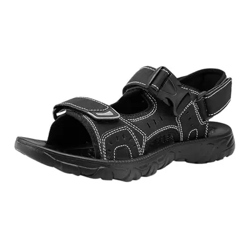 Produktbild: OverDose Boutique Herren Trekking Sandalen Outdoor Strandschuhe Atmungsaktive Schuhe Sport Ledersandalen Trekkingsandalen Casual Sale Black gr.44 größe
