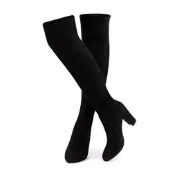 Produktbild: Hitmars Overknees Stiefel Damen Kniehohe Stiefel Frauen mit Absatz Stretch Elastisch 3 Schwarz EU 35, 9393CSBK/35-Reu