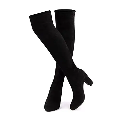 Produktbild: Hitmars Overknees Stiefel Damen Kniehohe Stiefel Frauen mit Absatz Stretch Elastisch 3 Schwarz EU 35, 9393CSBK/35-Reu