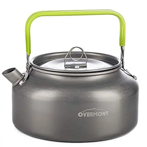 Produktbild: OVERMONT Tragbar Aluminium Camping Wasserkocher Kessel Teekanne Kaffeekanne für Outdoor Picknick Wandern 1,2I