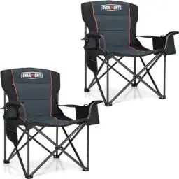 Produktbild: OVERMONT Übergroßer Klappstuhl Campingstuhl 2er Set - bis 204KG Belastbar - Faltstuhl Gepolstert mit mit Getränkehalter Kühltasche hoher Rückenlehne für Garten Balkon Strand Angeln