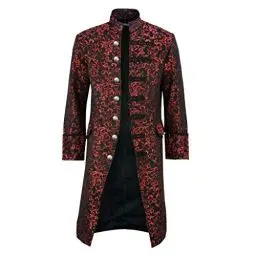 Produktbild: Lxitoler Herren Steampunk Vintage Gothic Mittelalter Frack Jacke Steampunk Gothic Jacke Piratenkostüm Herren Men Halloween Clothes Smokinganzug Mit Schwarzen Knöpfen Herren Gothic Kostume Mittelalter