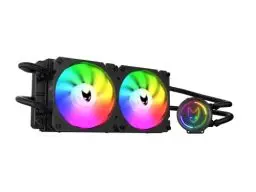 Produktbild: Oversteel - ZIRCON Flüssigkeitskühlung 240mm RGB, 2x PWM Lüfter 120mm RGB, TDP 200W, Kompatibel mit Intel und AMD AM4, Farbe Schwarz