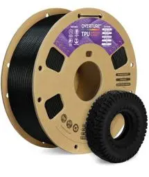 Produktbild: OVERTURE TPU Filament 1.75 mm, Flexible TPU Rolle Weiches 3D-Drucker Filament, 95A 1kg Spule (2.2 lbs), Maßgenauigkeit +/- 0,02 mm (Schwarz)