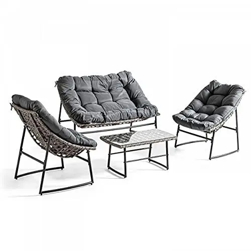 Produktbild: Gartenmöbel, 4-Sitzer, aus Metall und Harz, grau