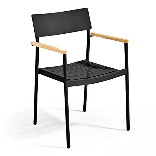 Produktbild: Oviala Gartensessel aus Aluminium und Holz, Schwarz