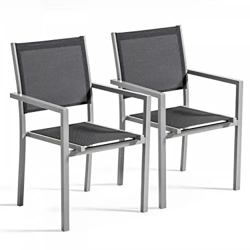 Produktbild: Oviala Gartensessel, aus Aluminium und Textilene, Grau, 2 Stück