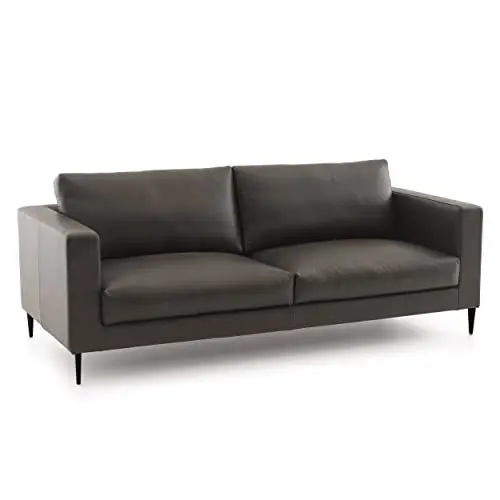 Produktbild: Oviala Ledersofa, 3-Sitzer, Schwarz