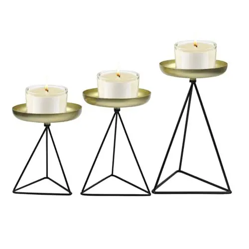 Produktbild: OVIRSHOP Kerzenständer 3er Set Metall Kerzenhalter Kerzenleuchter Eisen Tischdeko für Hochzeit Weihnachten Wohnzimmer