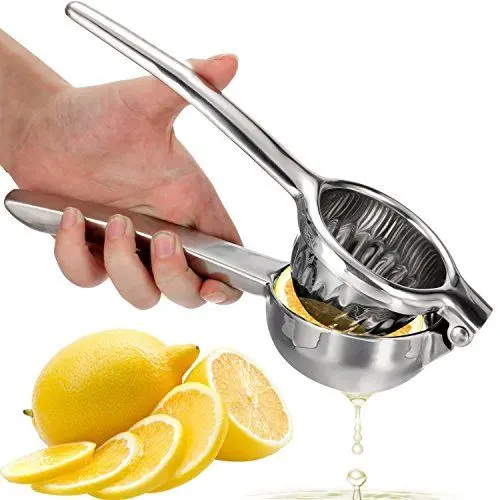 Produktbild: OVOS Zitruspresse Zitronenpresse hergestellt aus robustem 18/10 Edelstahl- Zitronen- und Limettensaftpresse für EIN maximales Ergebnis BPA-frei und spülmaschinenfest