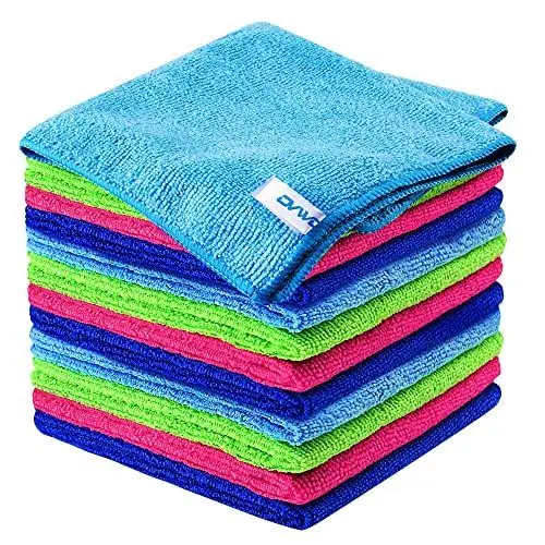Produktbild: ovwo 12 Stück Hohe Qualität Mikrofasertücher - Sehr Saugfähig, Fusselfrei, Scratch Frei, Wiederverwendbaren Putzlappen - für Küchentücher, Geschirrtücher, Staub Lappen, Fensterputztücher