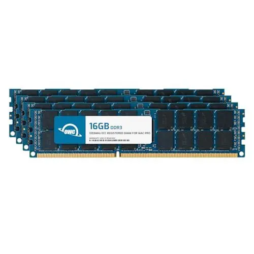 Produktbild: OWC - 64GB Memory Upgrade Kit - 4 x 16GB PC10600 DDR3 ECC-R 1333MHz DIMMs für Mac Pro 2009-2012 'Nehalem' & 'Westmere' Modelle