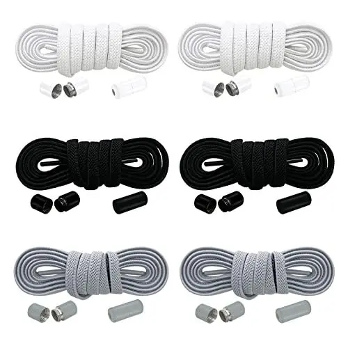 Produktbild: Owelth 6 Paar Elastische Schnürsenkel ohne Binden, Schnürsenkel mit Schnellverschluss Kapseln, Gummi Schuhbänder Schleifenlose Schnürlos, No Tie Shoelaces für Sport Wanderschuhe Sneaker Stiefel
