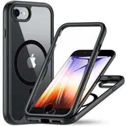 Produktbild: OWKEY Hülle für iPhone SE 2020/2022 (iPhone SE 2/3), iPhone 8/7 Magnetisch Schutzhülle für MagSafe mit Integriertem Displayschutz, 360 Grad Case Handyhülle für iPhone SE 2/3/ iPhone 8/7 (Schwarz)