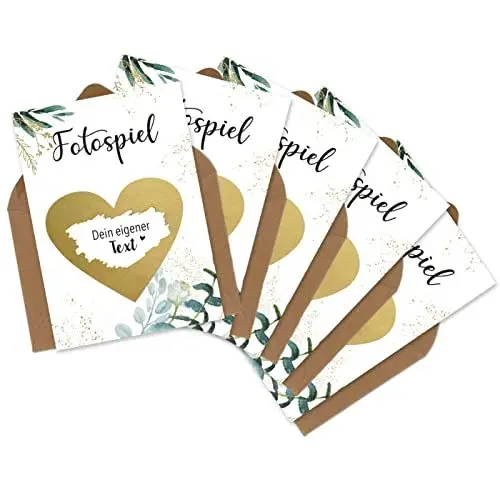 Produktbild: OWLBOOK 5 Rubbelkarten zum selber beschriften - Fotospiel - Rubbellos für eigenen Text Geschenke Geschenkideen für Foto Hochzeitsspiele zur Hochzeit & Verlobung