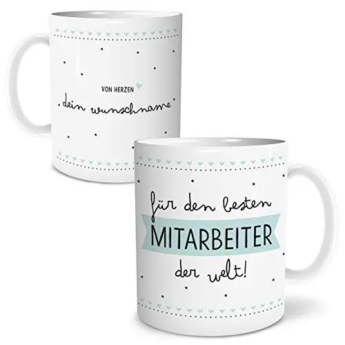 Produktbild: OWLBOOK® Personalisierte Geschenke für Mitarbeiter Tasse Personalisiert Name Bester Mitarbeiter Tasse mit Spruch Geschenke Geschenkideen für Mitarbeiter zum Abschied Keramik 300 ml